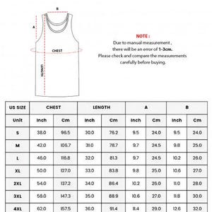 Pu&ograve; includere: Diagramma di una canotta con misure di petto e lunghezza in centimetri e pollici. Una tabella delle taglie mostra misure del petto da 96,5 cm a 157,5 cm e lunghezze da 76,2 cm a 91,4 cm. Nota: potrebbe esserci un errore di 1-3 cm.