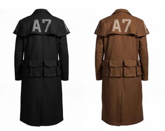 Vintage A7 Rancher Coat | Western Duster Trench | Brown Long Coat with Utility Pockets | A7 Rancher Duster Coat | A7 Rustic Long Coat