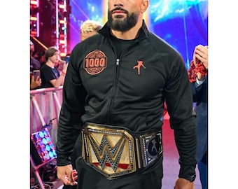 Roman Reigns WWE Track Jacket | Tribal Chief 1000 Days Logo | Head Of The Table Jacket | Wrestling Fan Gear | Black Sports Fleece Jacket
