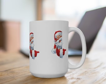Retro Weihnachtsmann Zeigebecher | Weihnachtstasse 15oz