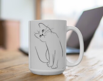 Süße Katzenbecher, 15 Unzen Keramik Kaffeetasse, Katzen-Liebhaber-Geschenk, Tierliebhaber Becher, Haus-Küchen-Dekor, Haustier-Enthusiast Trinkgefäße