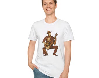 Folk Gitarrist T-Shirt | Geometrische Musiker Illustration