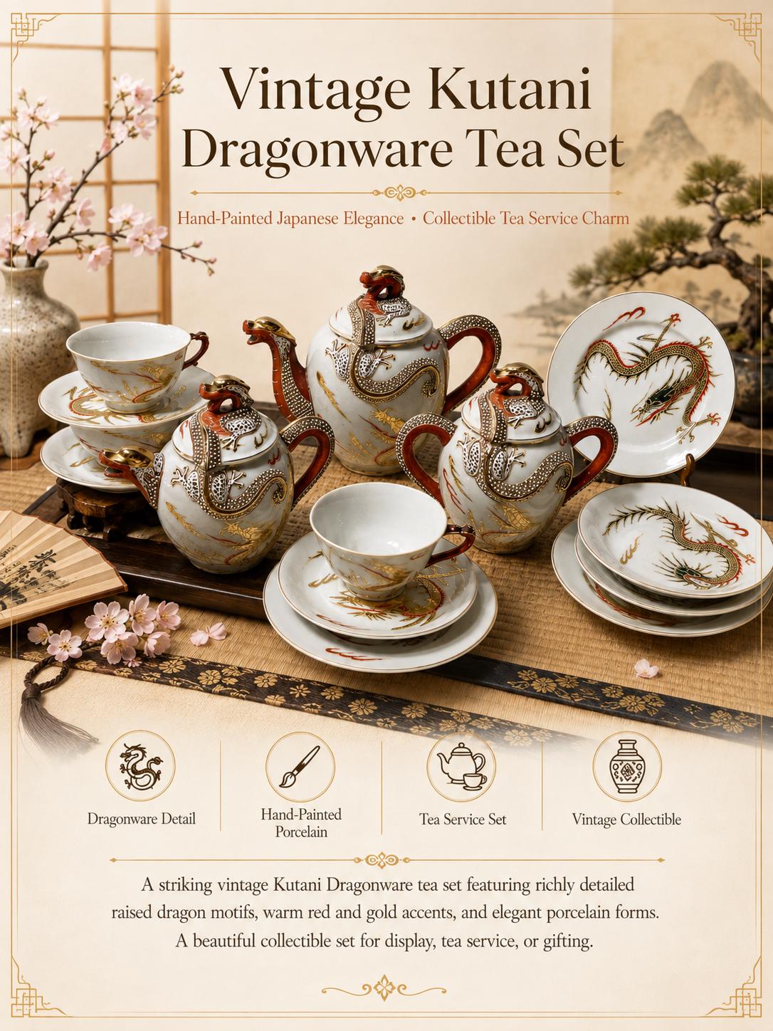 Antique Japanese Dragon Tea Set - Etsy