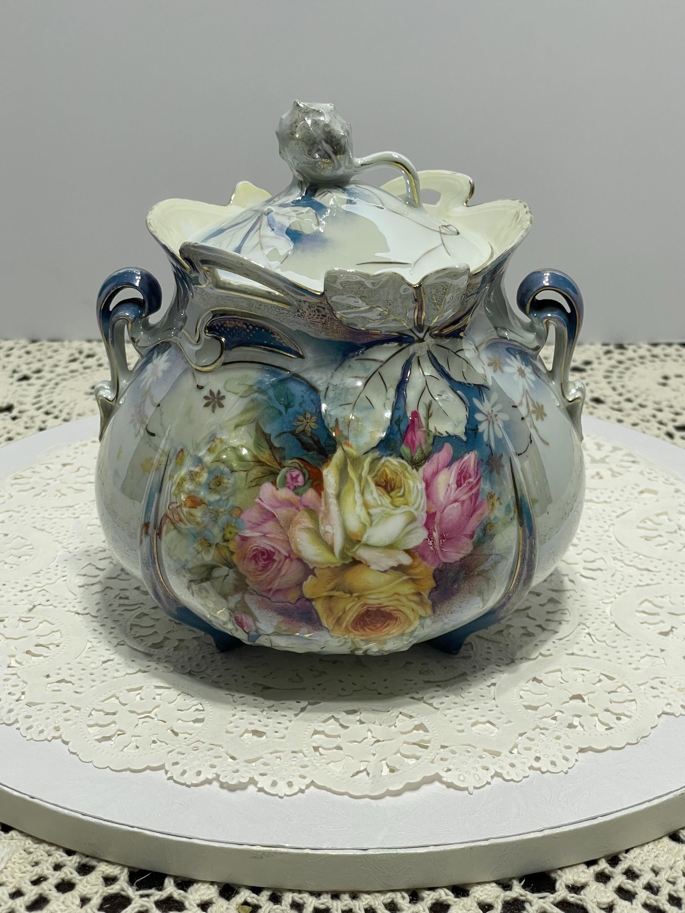 Antique Cobalt Blue Biscuit Jar - Etsy