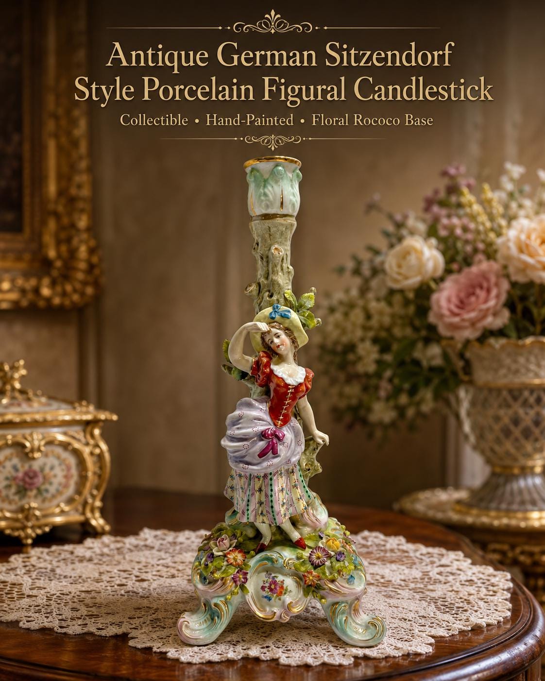 Sitzendorf Candlestick - Etsy