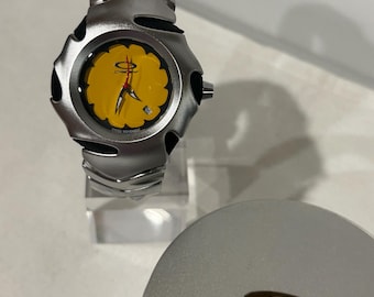 Custom Oakley Y2K Futuristic Metal Wristwatch Yellow Dial with matte bracelet