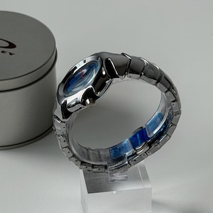 Custom Oakley Y2K Futuristic Metal Wristwatch Blue Dial image 5