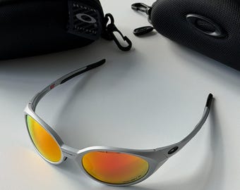 Oakley Eye Jacket Sunglasses – Silver Frame / Fire Iridium Lens