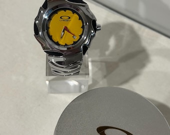Custom Oakley Y2K Futuristic Metal Wristwatch Yellow Dial