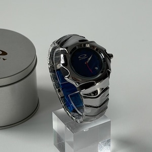 Custom Oakley Y2K Futuristic Metal Wristwatch Blue Dial image 2