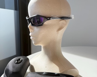 Vintage Inspired Oakley Splice Sunglasses Charcoal Frame Dark Purple Lens