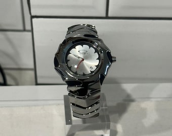 Custom Oakley Y2K Futuristic Metal Wristwatch White Dial
