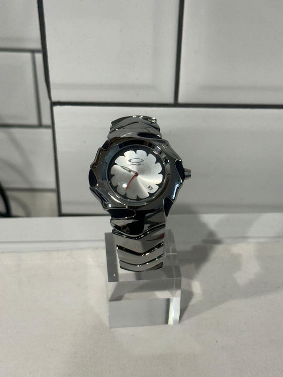Custom Oakley Y2K Futuristic Metal Wristwatch White Dial