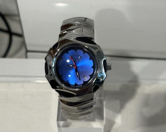 Custom Oakley Y2K Futuristic Metal Wristwatch Blue Dial