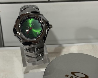 Custom Oakley Y2K Futuristic Metal Wristwatch Green Dial