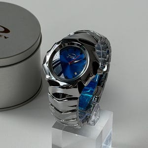 Custom Oakley Y2K Futuristic Metal Wristwatch Blue Dial image 4