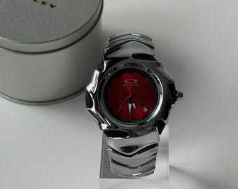 Custom Oakley Y2K Futuristic Metal Wristwatch Red Dial