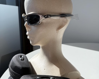 Vintage Inspired Oakley Splice Sunglasses Silver Frame Black Lens