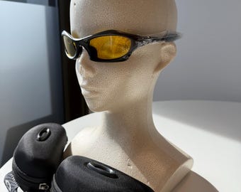 Vintage Inspired Oakley Splice Sunglasses Silver Frame Yellow Lens
