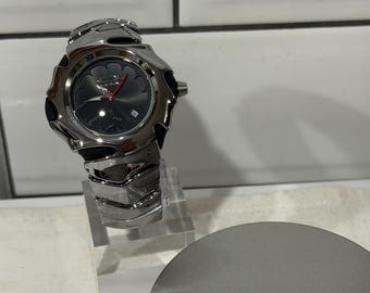 Custom Oakley Y2K Futuristic Metal Wristwatch Black Dial