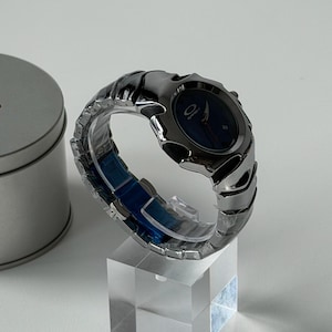 Custom Oakley Y2K Futuristic Metal Wristwatch Blue Dial image 3