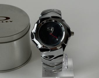 Custom Oakley Y2K Futuristic Metal Wristwatch Black Dial