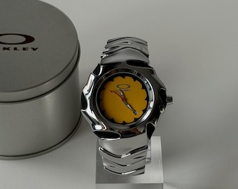 Custom Oakley Y2K Futuristic Metal Wristwatch Yellow Dial