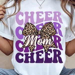 Cheer Mom Shirt – Varsity Glitter Tee with Leopard Bow