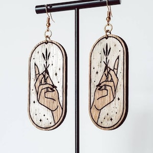 Plant Witch Wood earrings | Fairycore Aesthetic | Pastel Goth Aesthetic | Dark Academia Aesthetic | stocking stuffer | Gingerbread girl gift