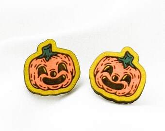 Retro Pumpkin Halloween stud earrings | Vintage Jack o lantern| Witchy vibes |  Spooky Season Jewelry
