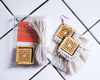 Macrame Wood Earring Kit | Self Care Project | DIY Learn to Macrame | Craft Projects for teens | Craft and Sip Activity stocking stuffer