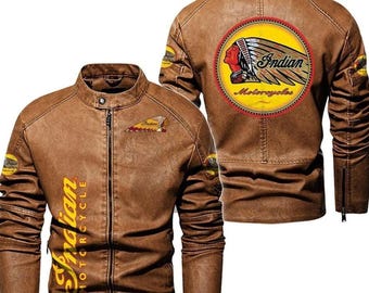 Men's Indian Motorcycle Real Leather Jacket Indian Motorcycle Leather Coat Genuine Cowhide Leather Jacket Retro Biker Gear Best Gift for Him