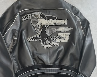 New Mens Avirex Nitro Run Cowhide Leather Varsity Jacket, Black Streetwear Real Leather Bomber Fashion Jacket Perfect Gift for Riders