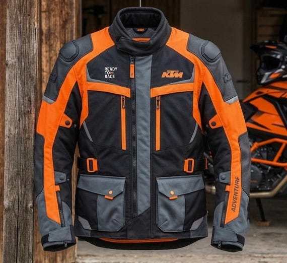 KTM Adventure Motorcycle Jacket Orange Black Touring Riding Jacket Protective Armor Biker Gear Waterproof Adventure Dual Sport Moto Jacket