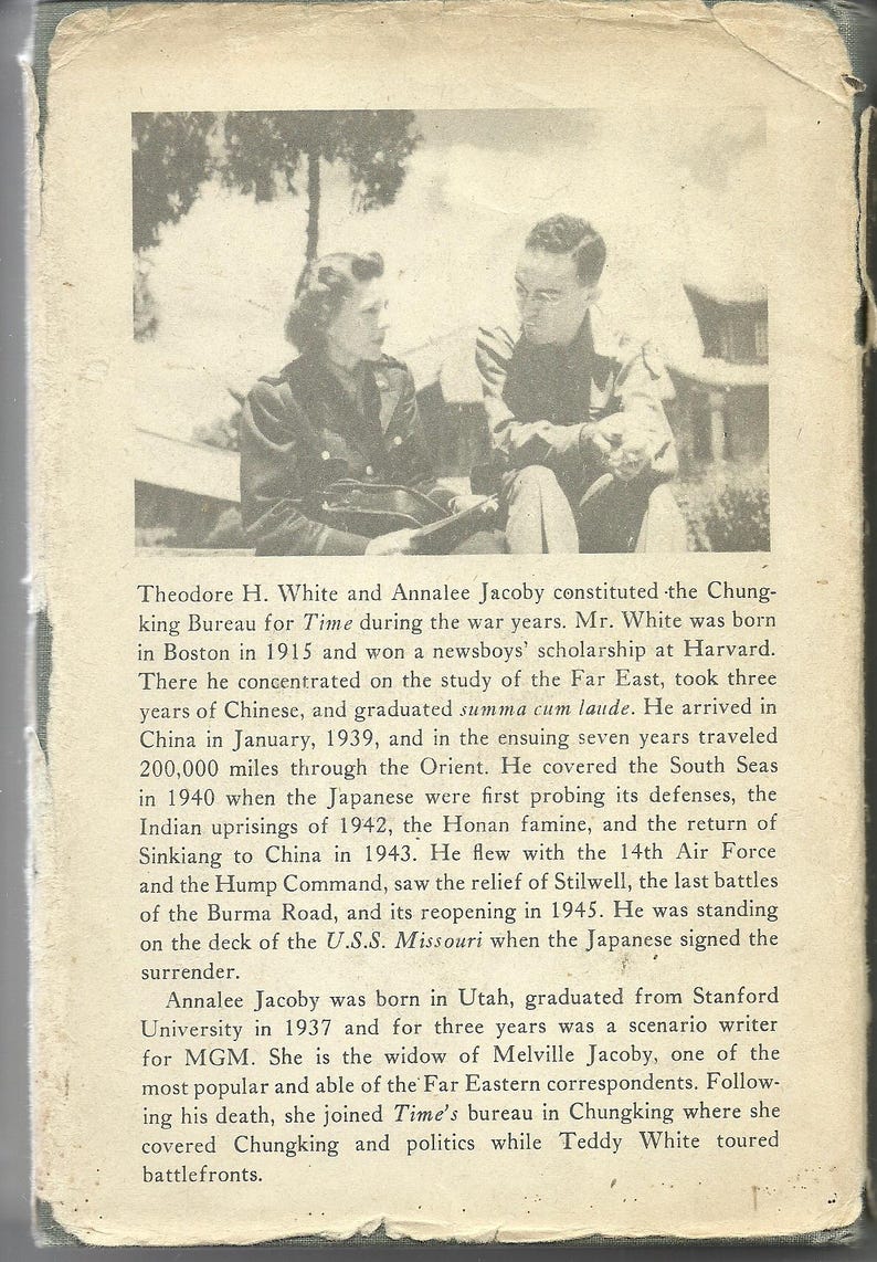 1946 Thunder Out of China First Edition WWII China History Book ...