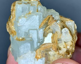26g Natural Aquamarine Crystal with Muscovite from Pakistan | Raw Mineral Specimen