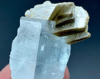 31g Natural Aquamarine Crystal with Muscovite from Pakistan | Raw Mineral Specimen