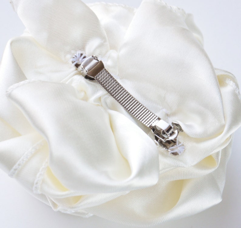 Satin Rose Hair Barrette Large 4 1/2 Ivory Satin Etsy