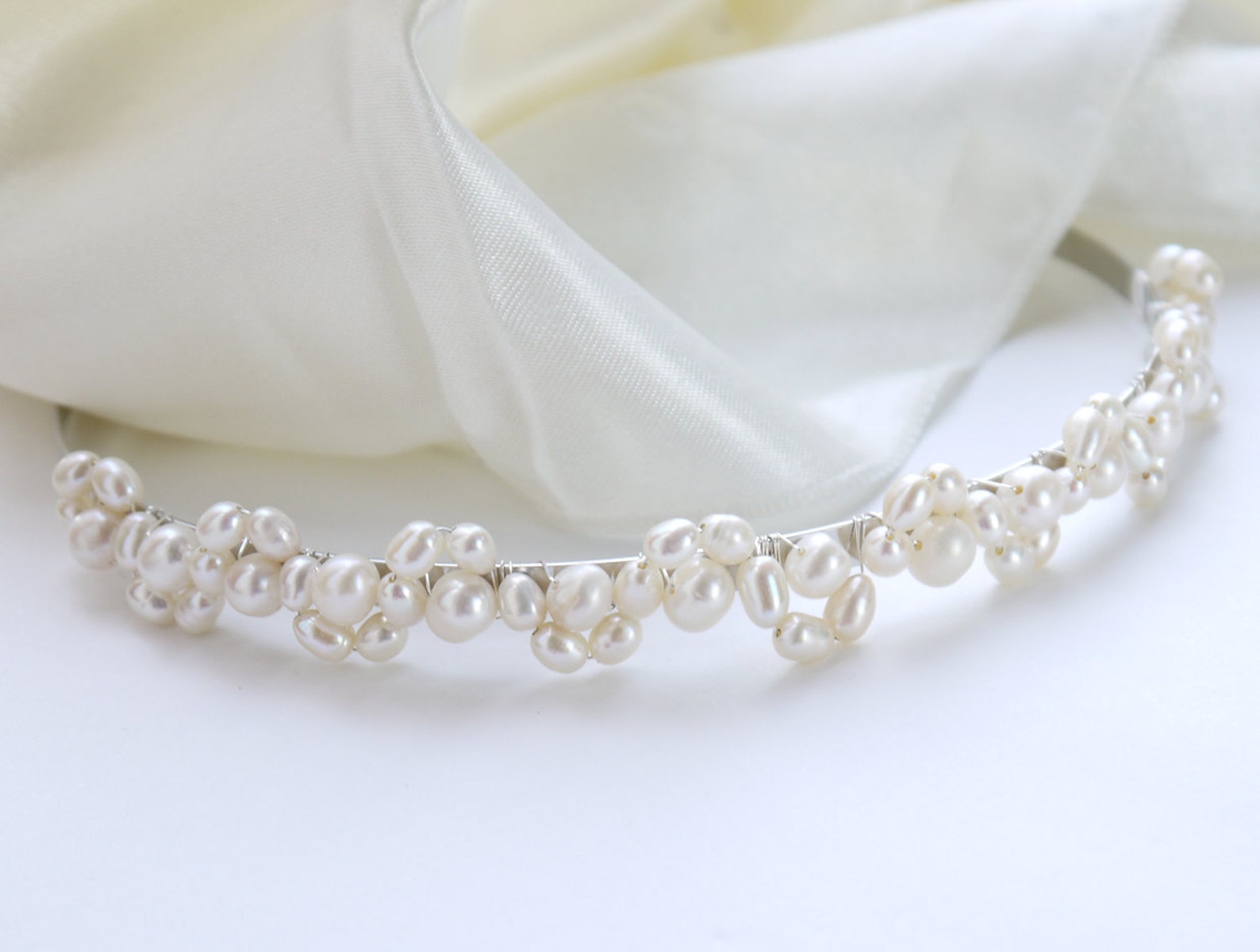 Freshwater Pearl Headband with Painted Leaves