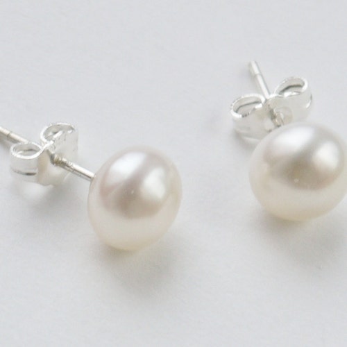 Pearl Earrings Sterling Silver Freshwater Pearl Earrings - Etsy