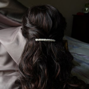 freshwater ivory white tiny nugget pearl hair barrette clip slide pin for wedding or prom silver image 5