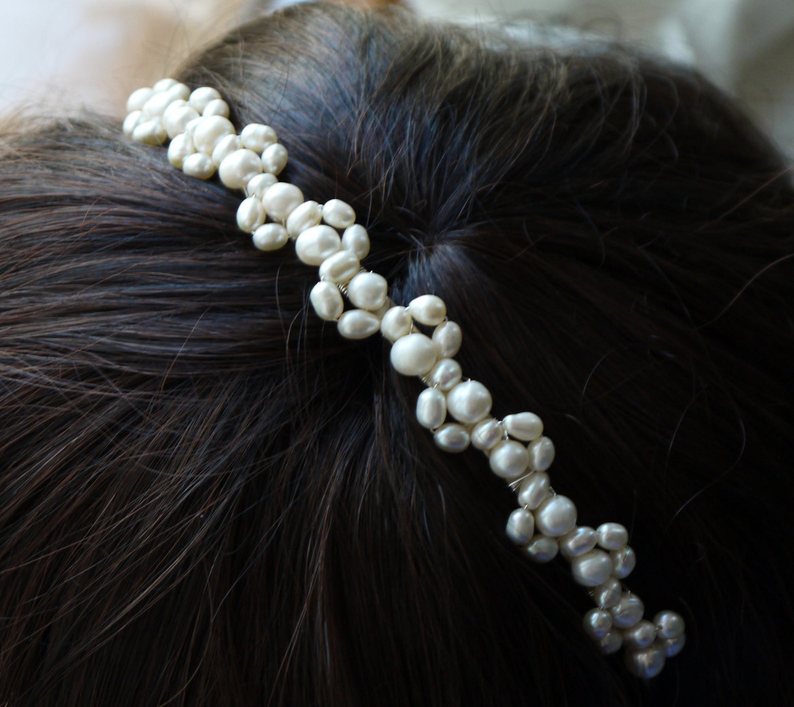 Feather & pearl headband in ivory main image 1