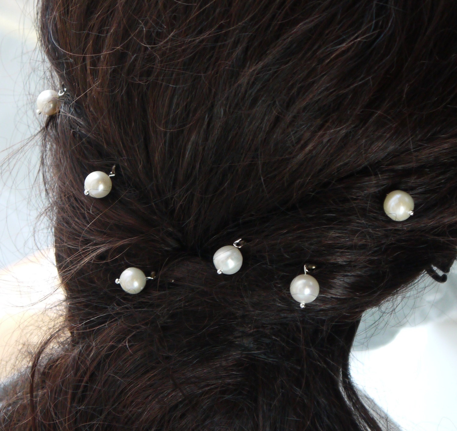 6 Large Pearl Hair Pins Ivory Round 10mm Freshwater Pearl Etsy