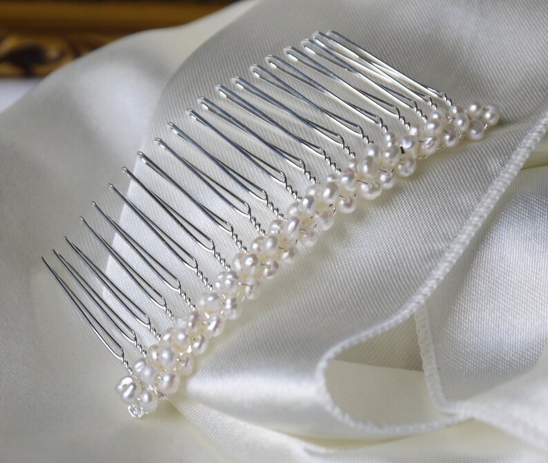 Freshwater Ivory Tiny Nugget Pearl Silver Hair Comb Pin for Etsy
