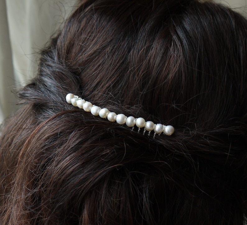 Freshwater Ivory Round Pearl Silver Hair Comb Pin for Wedding Etsy UK