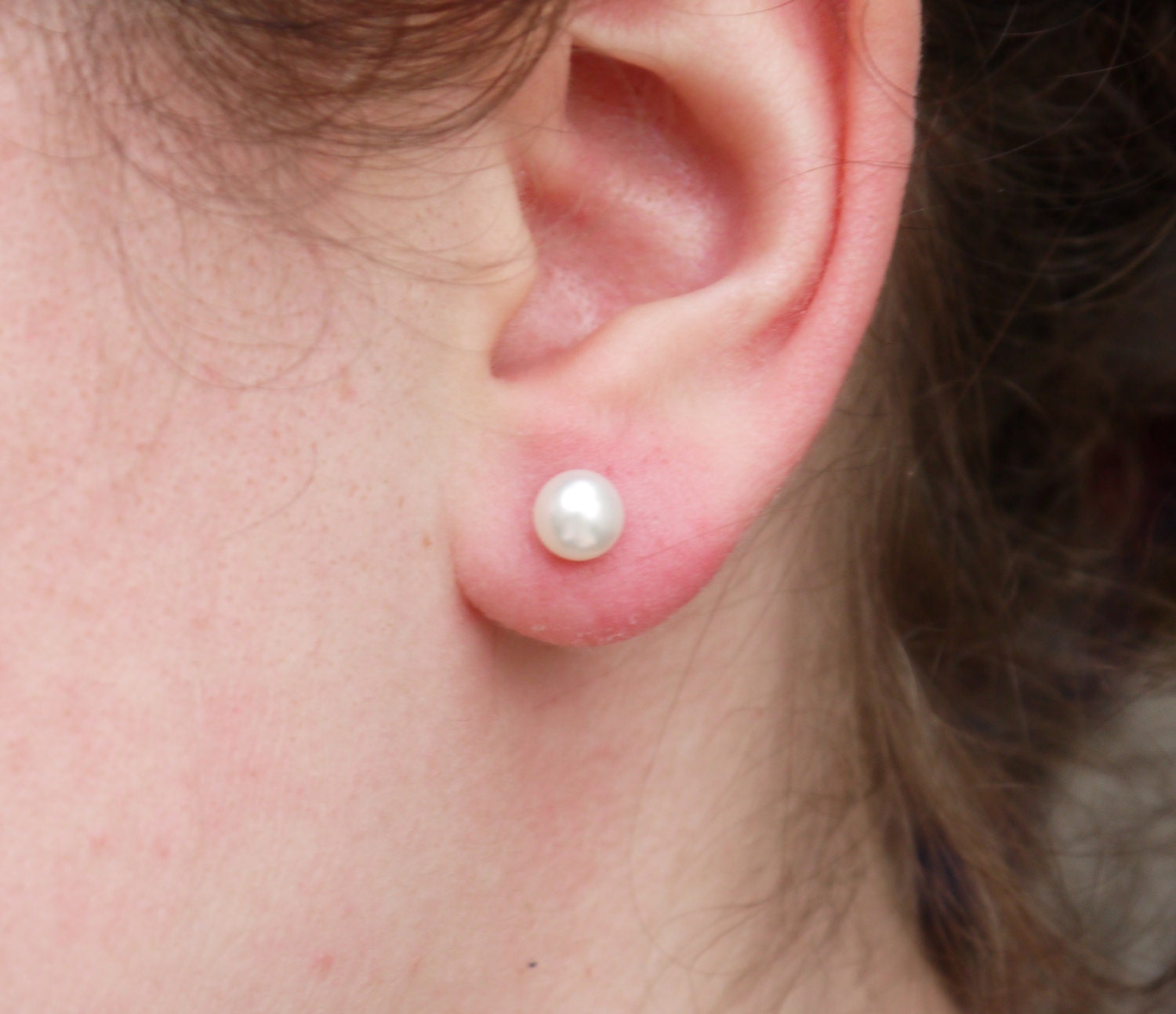 7mm Ivory Pearl Stud Earrings Freshwater Ivory White Pearl | Etsy