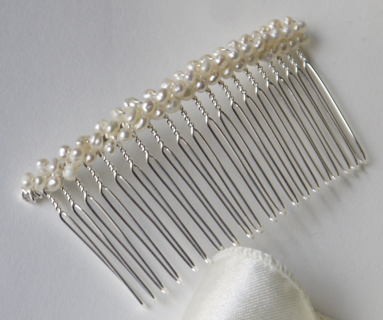 Freshwater Ivory Tiny Nugget Pearl Silver Hair Comb Pin for Etsy