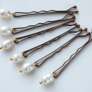 12 Reisperlen-Haarspangen, Gold-Haarspangen mit großen ivory Süßwasser-Reisperlen-Haarspangen zur Hochzeit oder Abschlussball