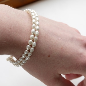 ivory frice reshwater pearl bangle bracelet cuff coil