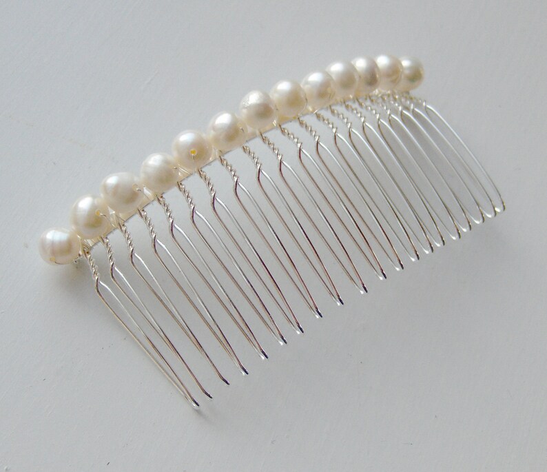 Freshwater Ivory Round Pearl Silver Hair Comb Pin for Wedding Etsy UK